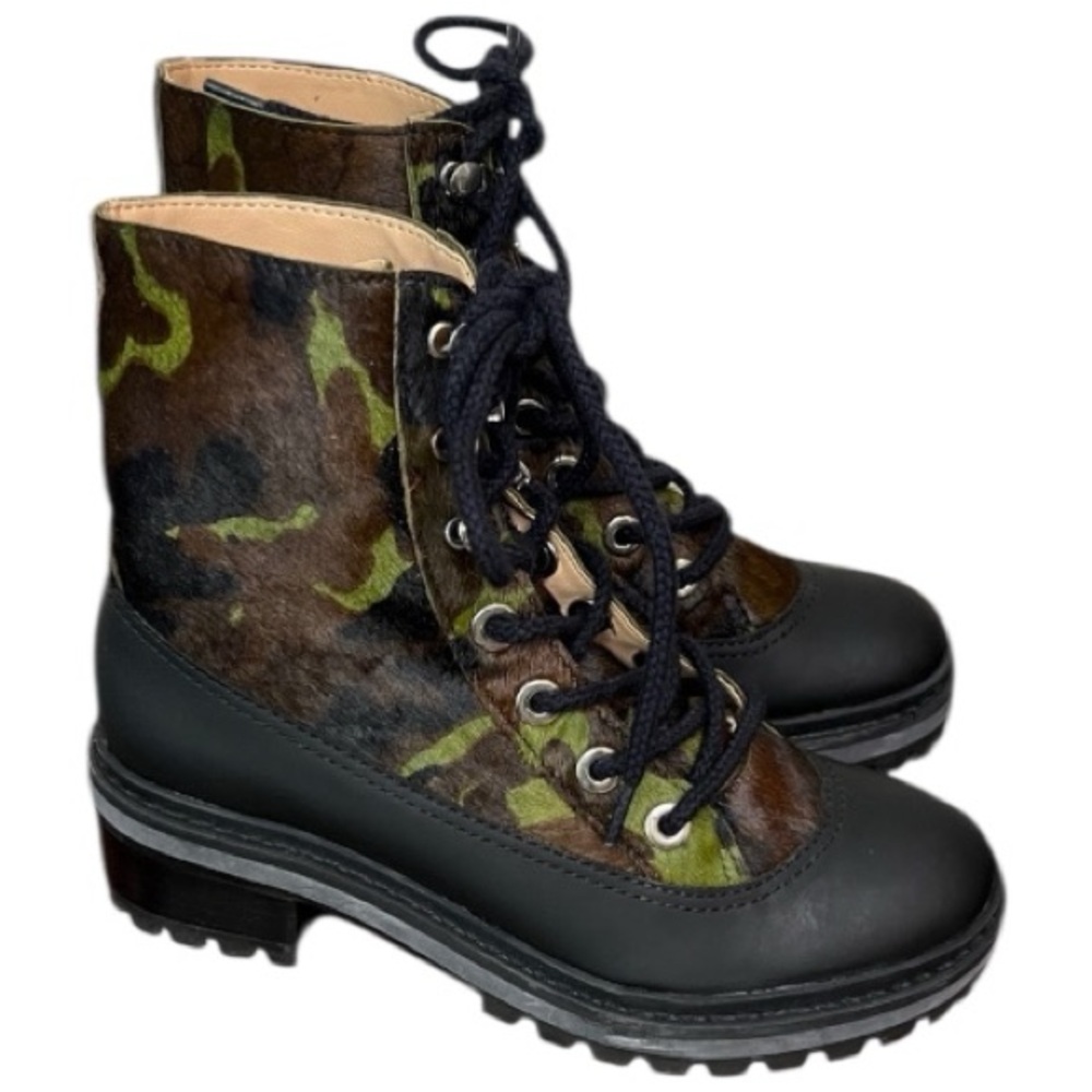 Schutz Camouflage Lace-Up Waterproof Combat Boots Size 5